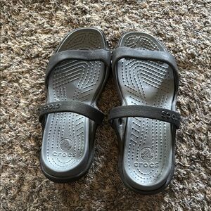 Crocs Cleo Women's Black And Grey Slide Sandals